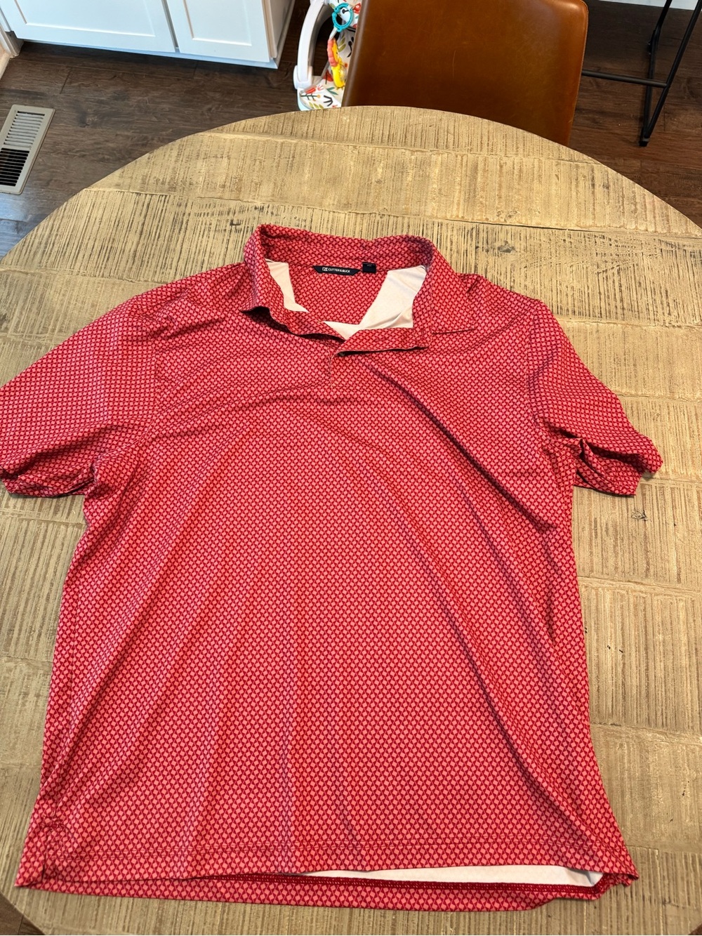 Cutter & Buck Red Micro-Pattern Polo